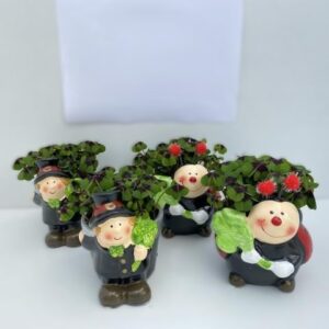 Trifoi Norocos Set 6 Piese Ghiveci Figurina – Hornar și Buburuză 🍀10,5 CM